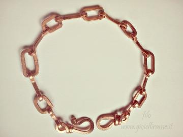 Bracciale artigianale in rame unisex, Concatenazioni