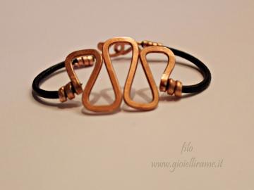 Bracciale in rame e cuoio su misura