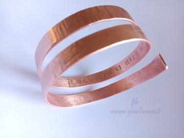 Bracciale artigianale in rame personalizzato