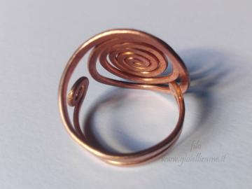 Anello artigianale in rame lavorato a mano Spirale