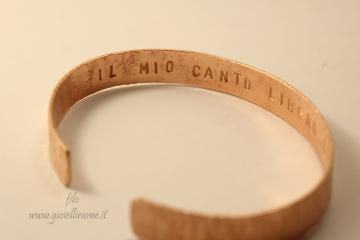 Bracciale in rame con incisione interna su commissione