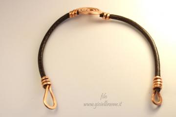 Bracciale artigianale in rame e cuoio 