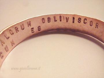 Bracciale in rame artigianale con incisione interna